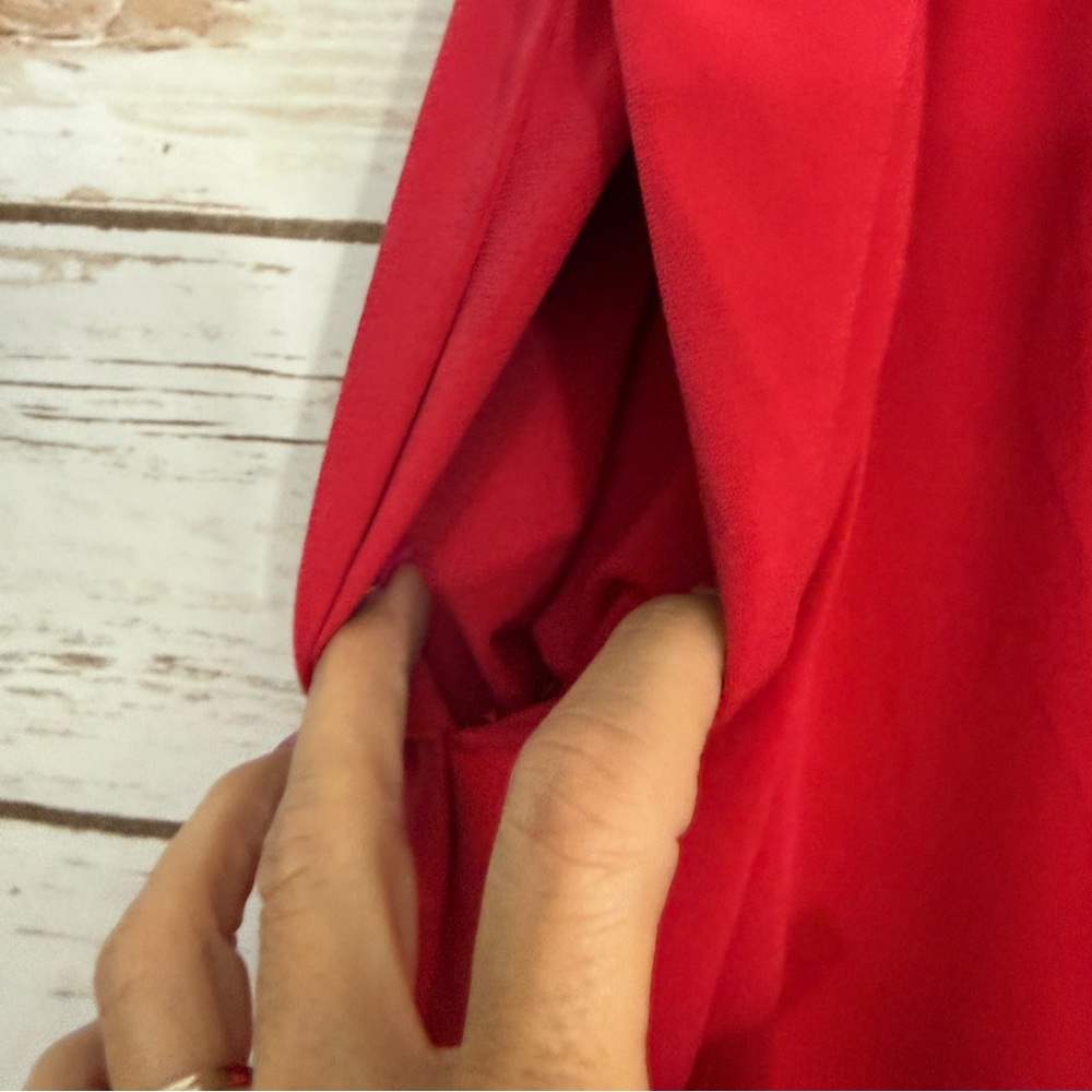 Susan Graver Weekend Red Pull On Drawstring Wide Leg Pants - Picture 5 of 8
